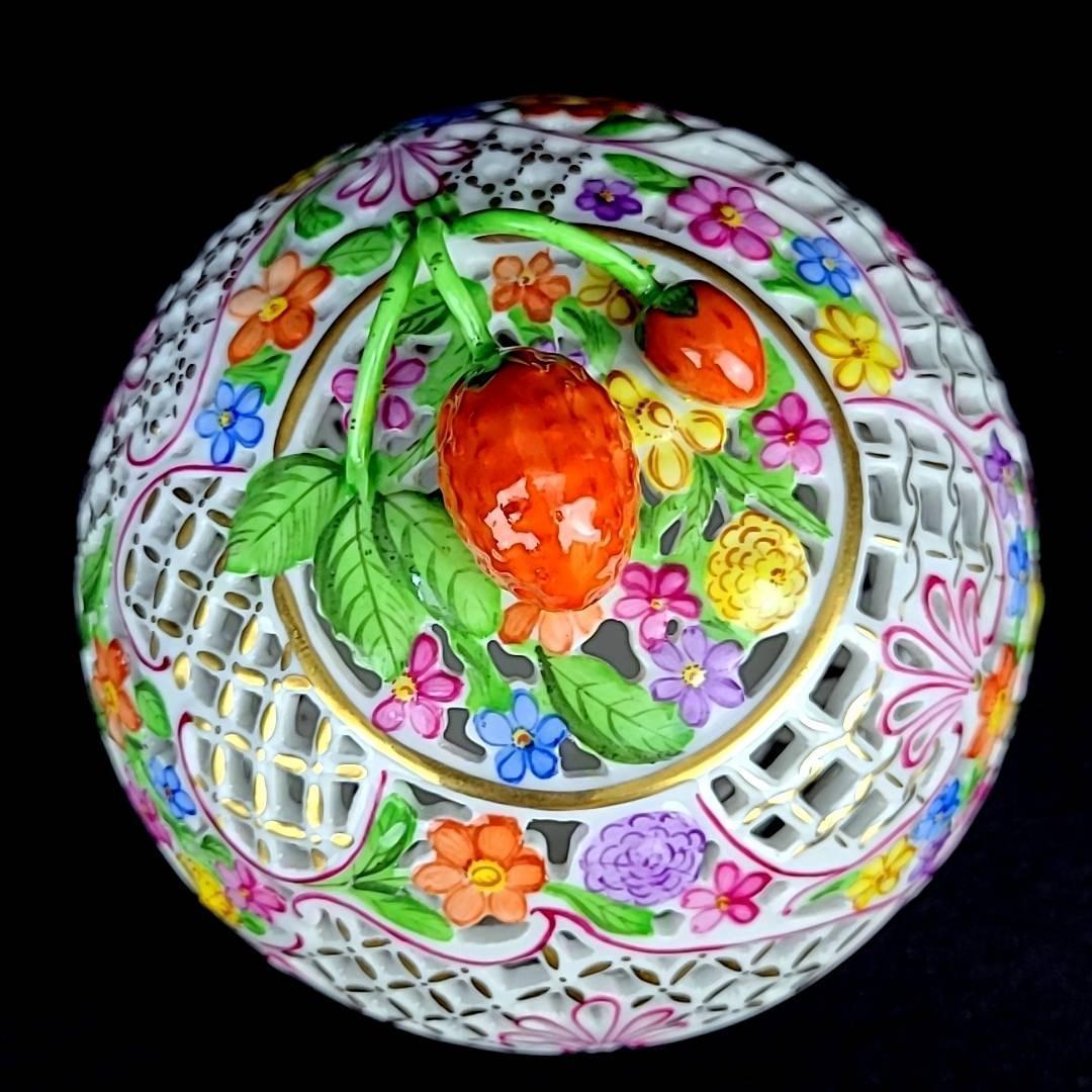 ●美品□ ヘレンド　31　透かし　ボンボニエール　箱つき　ファンタジー 1