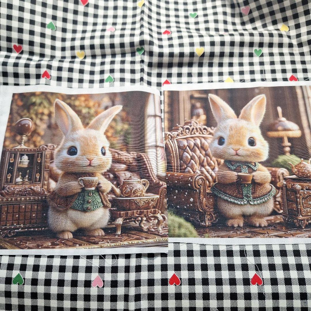 お出かけうさぎさんパネル生地　ハンドメイド