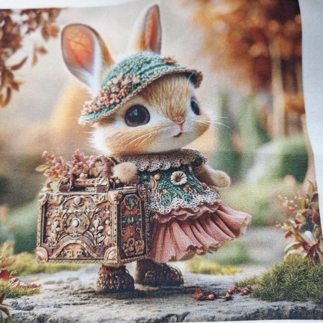 お出かけうさぎさんパネル生地　ハンドメイド