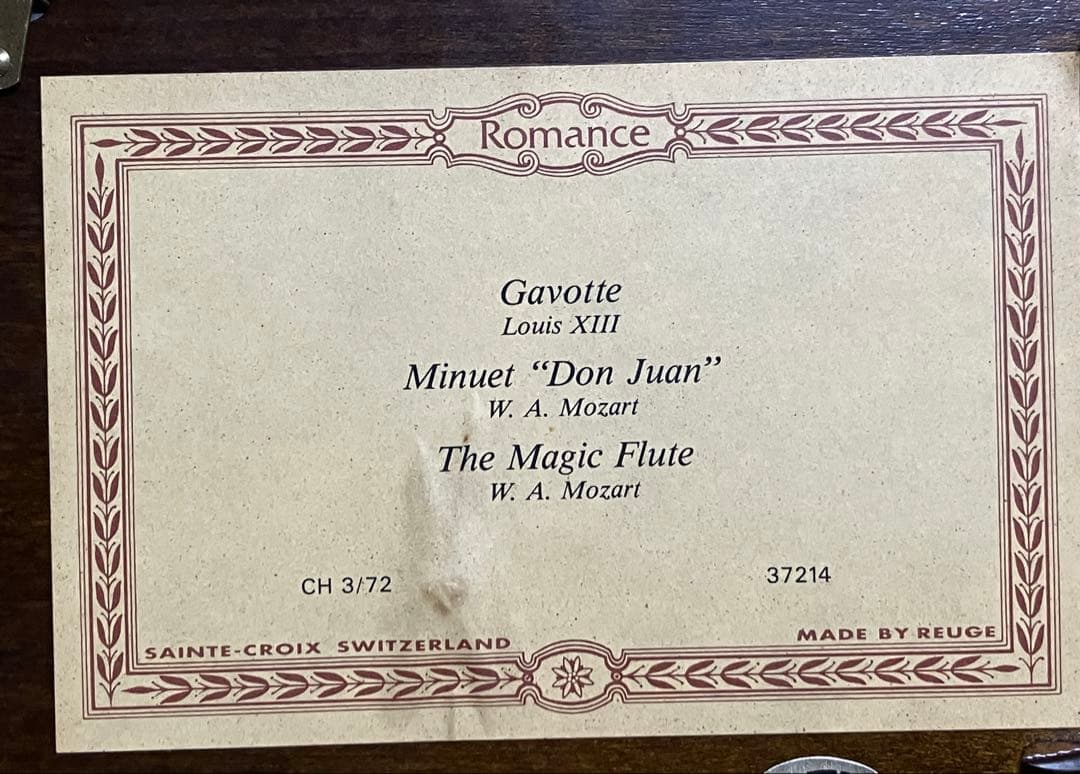 アンティーク　オルゴール　リュージュ　72弁　三曲　REUGE モーツァルト