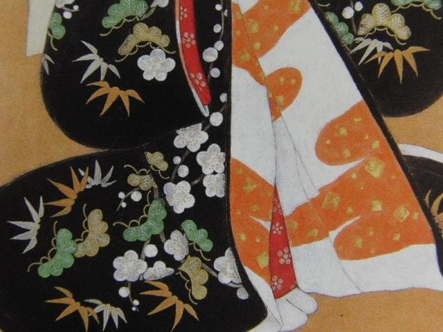 皆川千恵子、【先笄】、希少画集・額装画、新品高級額、マット額装付