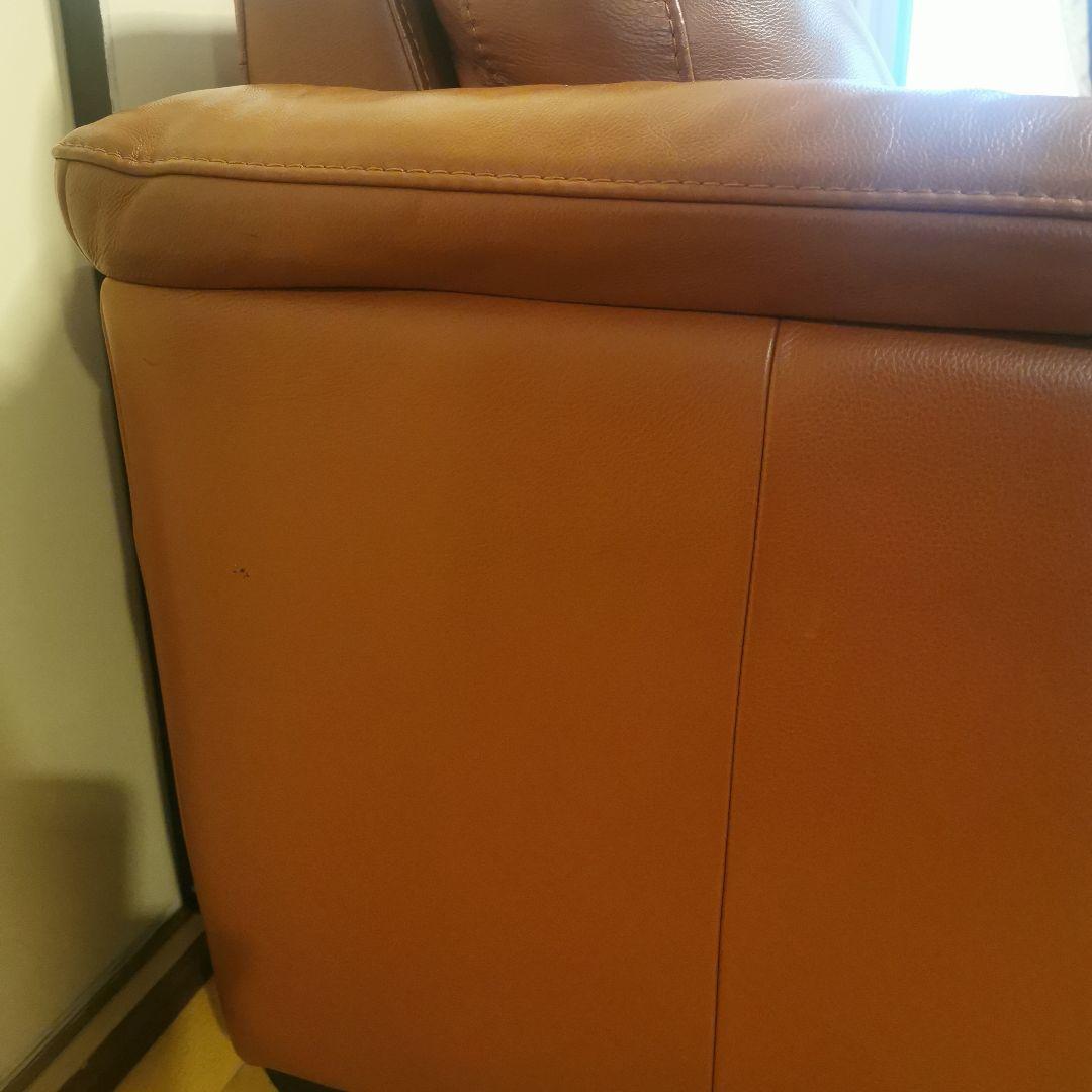 本革ブラウン 2人掛けソファ