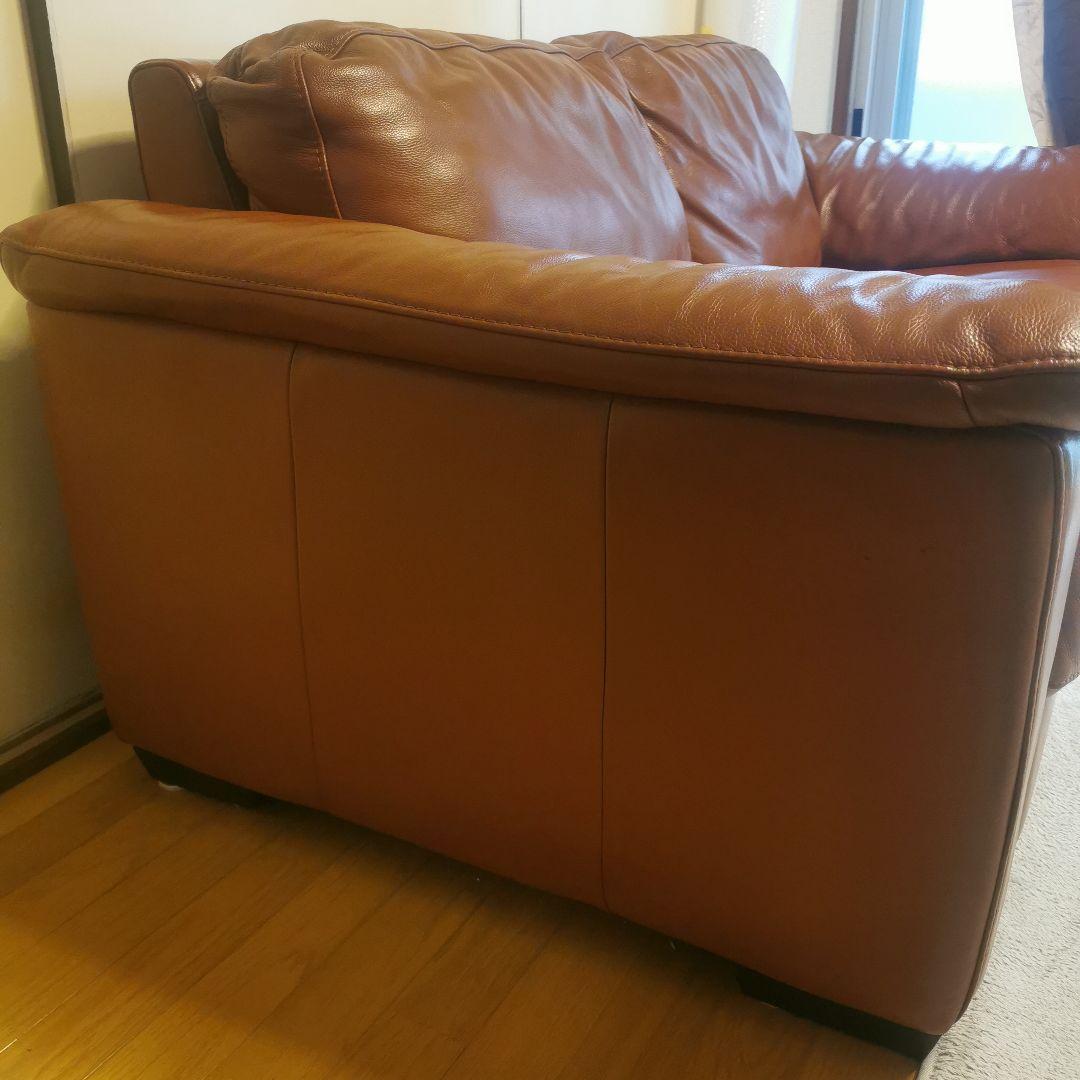 本革ブラウン 2人掛けソファ