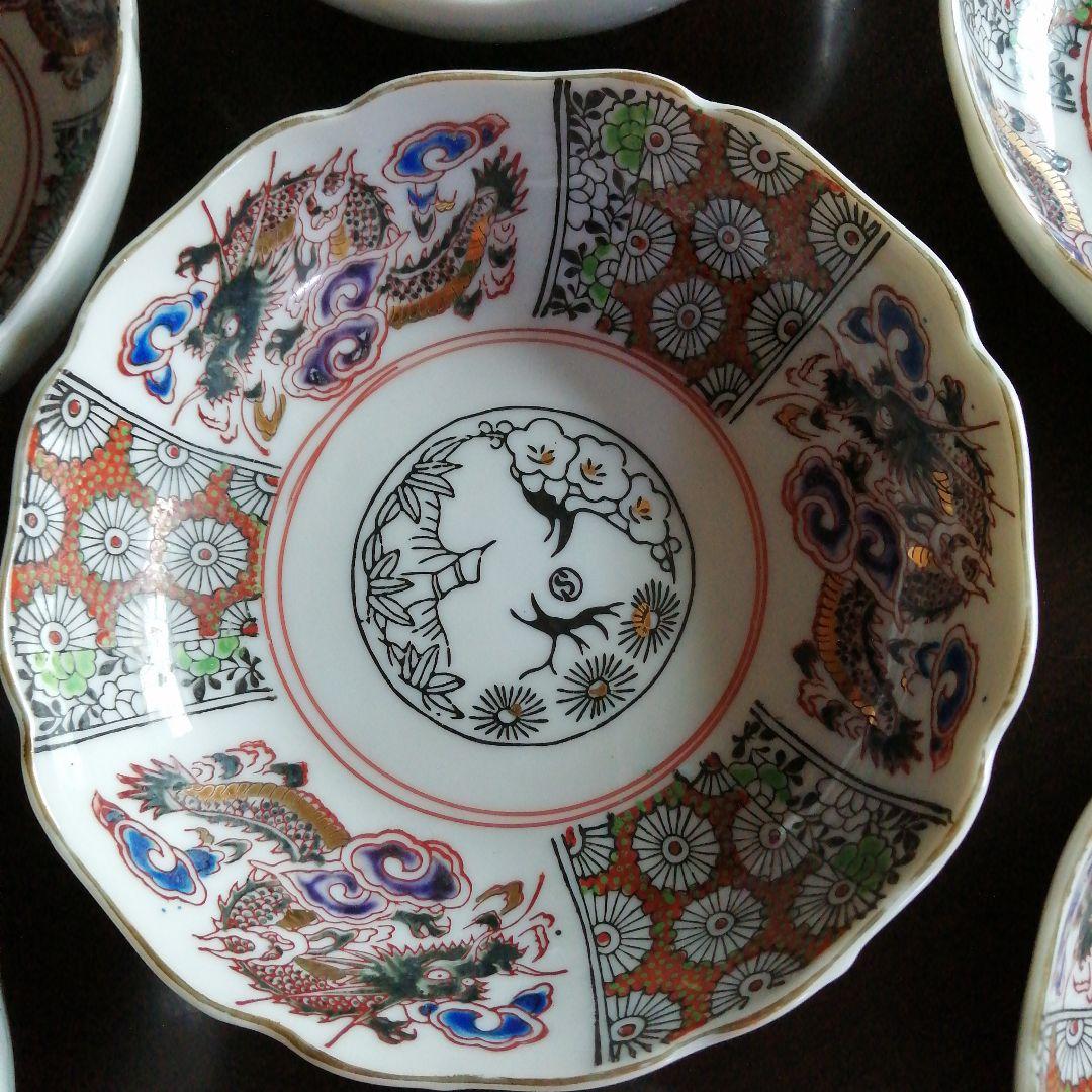 伊万里　龍紋錦膾皿　19客　15.5cm　明治～大正期