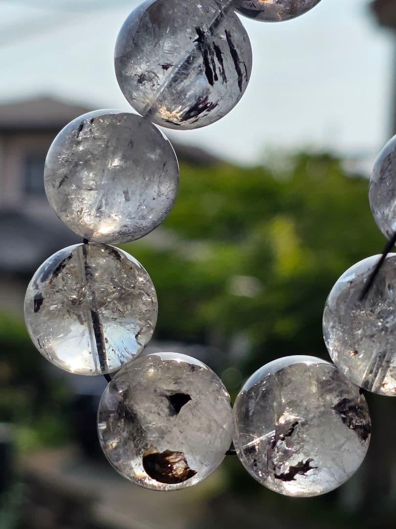 20mm　ヒマラヤ水晶　エレスチャルクォーツ・骸骨水晶　グラファイトインクォーツ