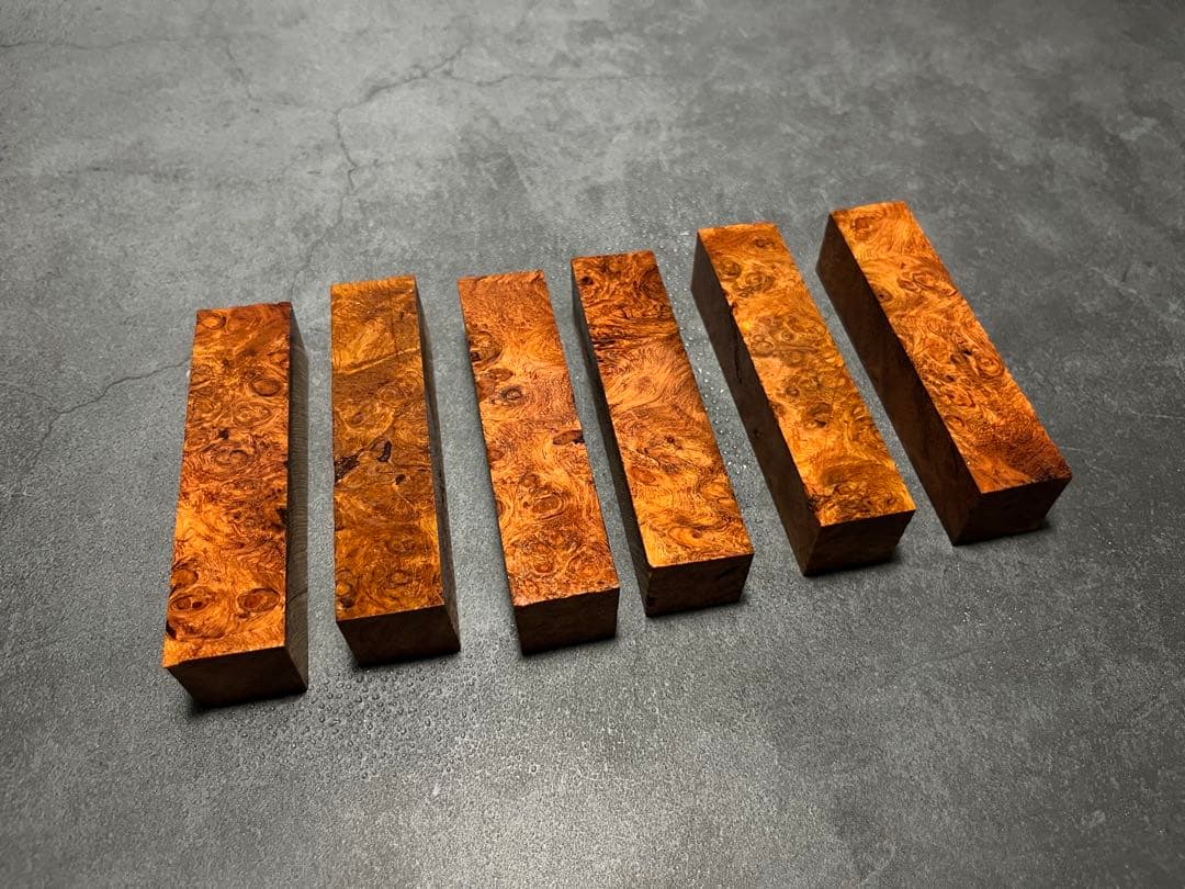 6本セット美杢 花梨 瘤材 葡萄杢 板材 ペンブランク 希少材 銘木