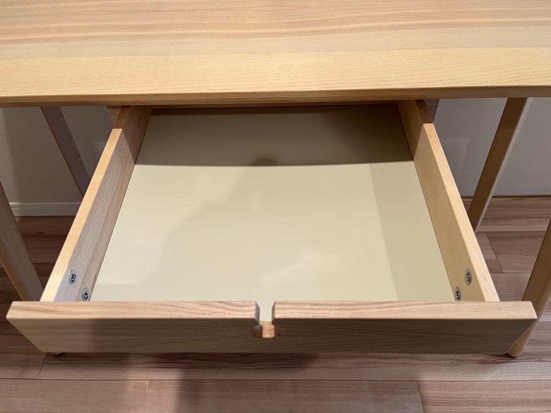 IKEA LISABO ナチュラル木製引き出し付きデスク