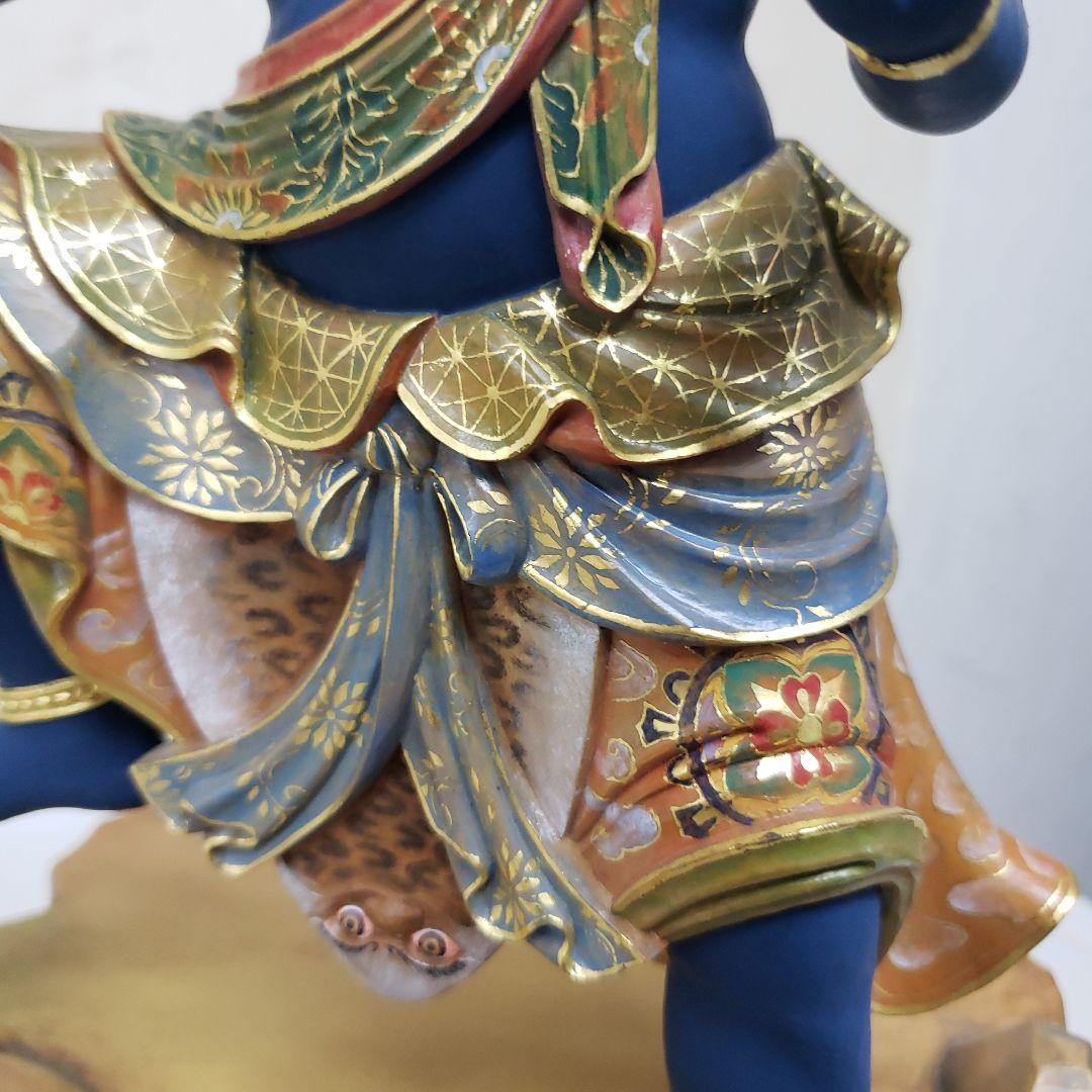 Bフライデー極彩色 錐金特上彫り烏枢沙摩明王8寸立五大明王の一人 高