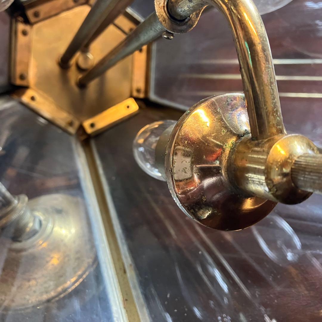 ヴィンテージ 4灯 ガラスシェード ライト ランプ 吊り下げ