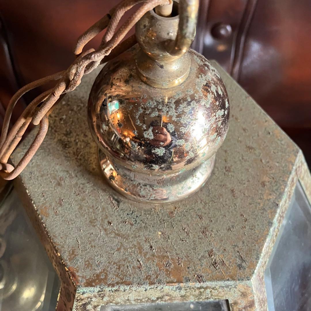 ヴィンテージ 4灯 ガラスシェード ライト ランプ 吊り下げ