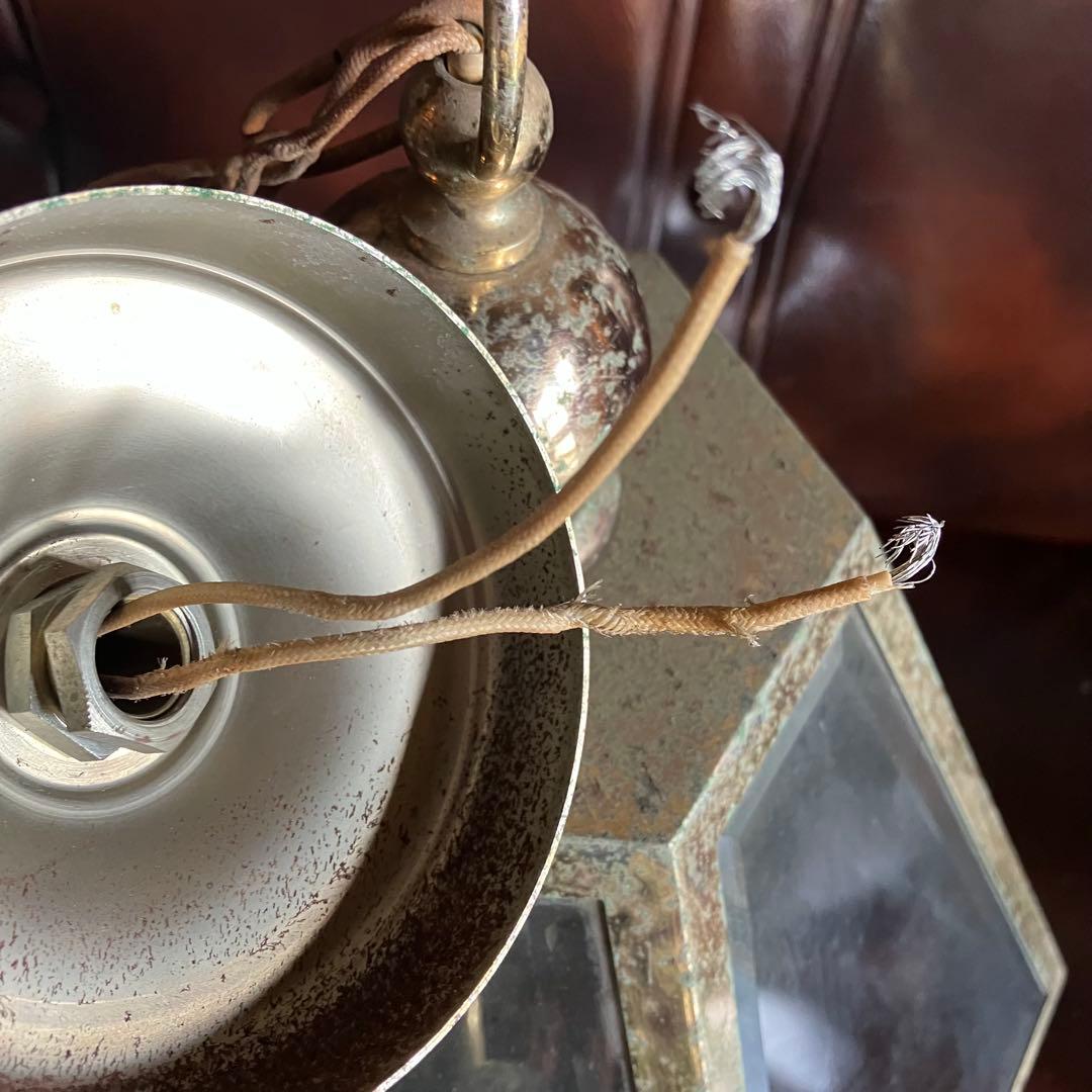 ヴィンテージ 4灯 ガラスシェード ライト ランプ 吊り下げ