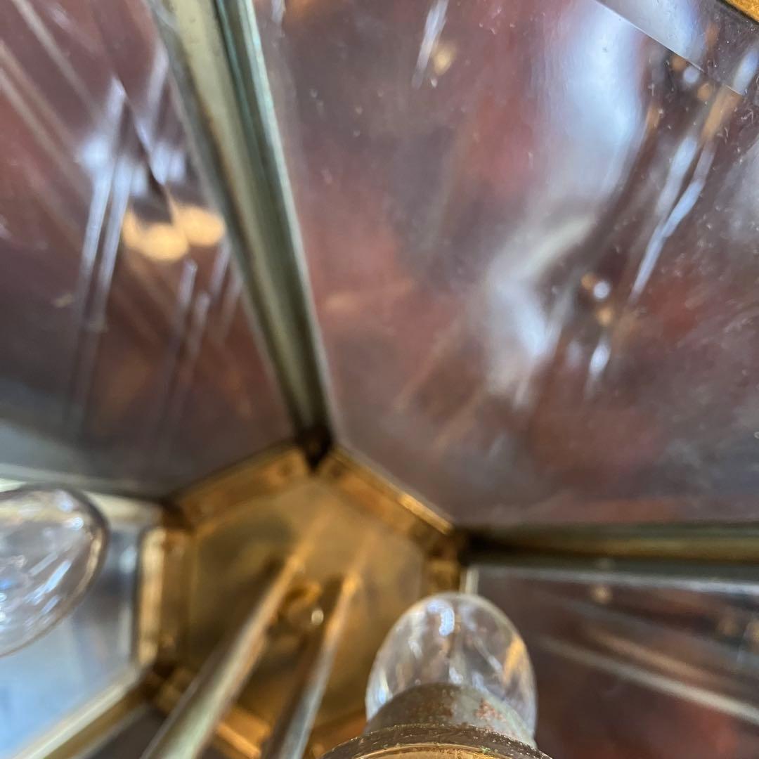 ヴィンテージ 4灯 ガラスシェード ライト ランプ 吊り下げ