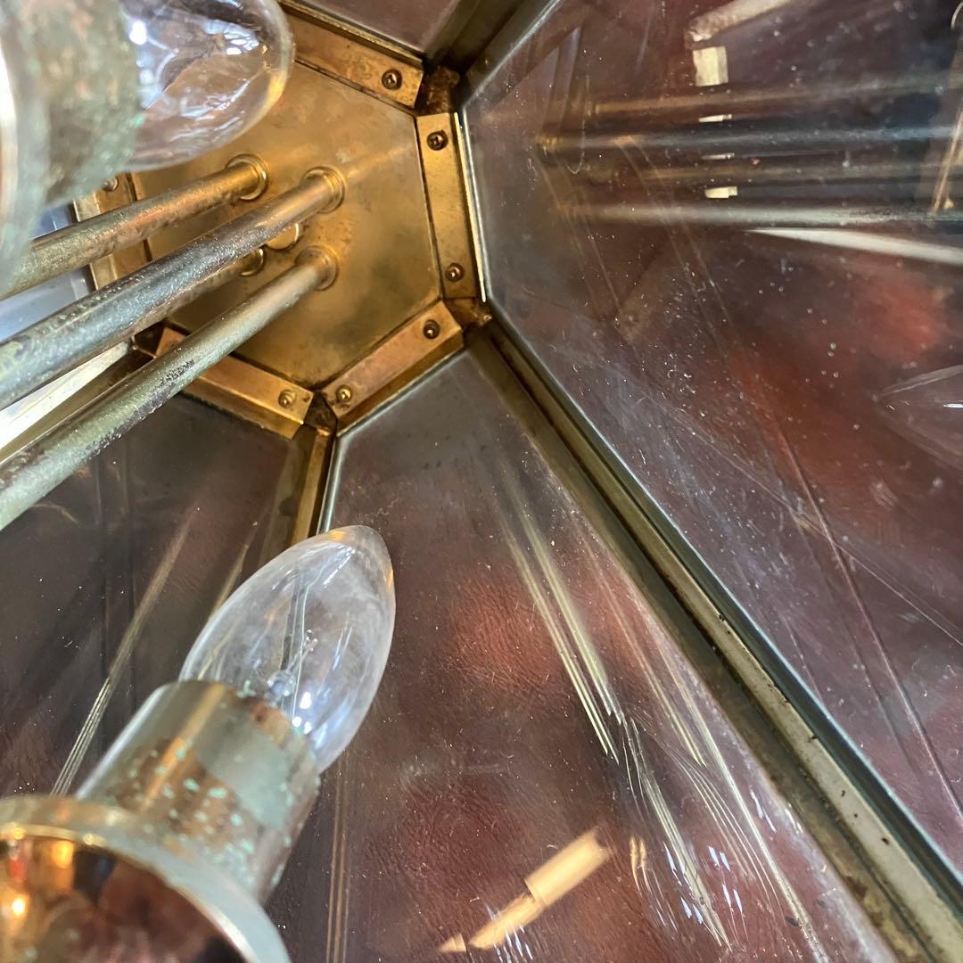 ヴィンテージ 4灯 ガラスシェード ライト ランプ 吊り下げ