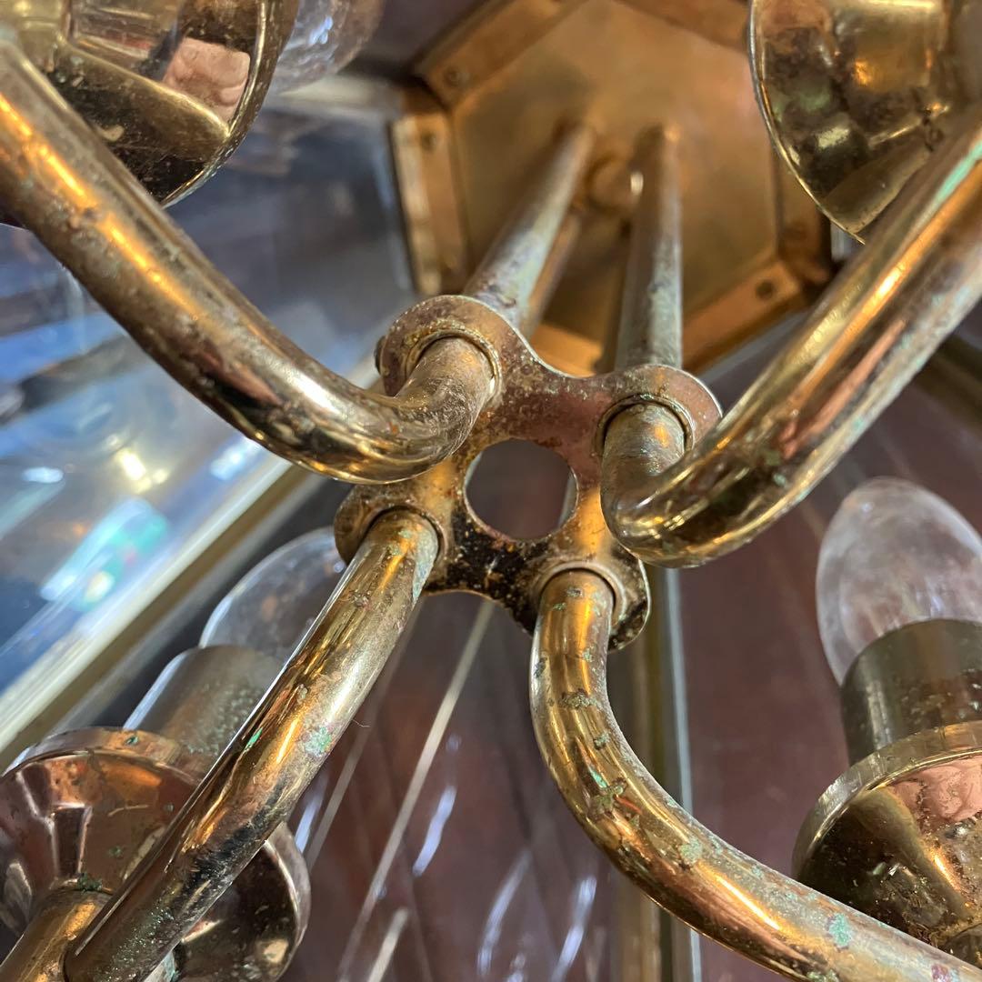 ヴィンテージ 4灯 ガラスシェード ライト ランプ 吊り下げ