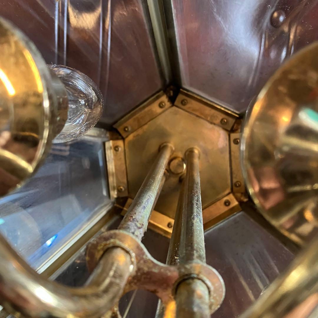 ヴィンテージ 4灯 ガラスシェード ライト ランプ 吊り下げ