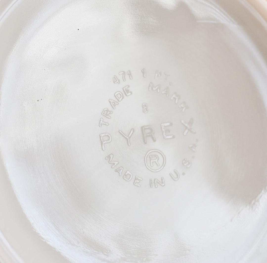 Old Pyrex ピンク グーズベリー キャセロール ガラス蓋付き