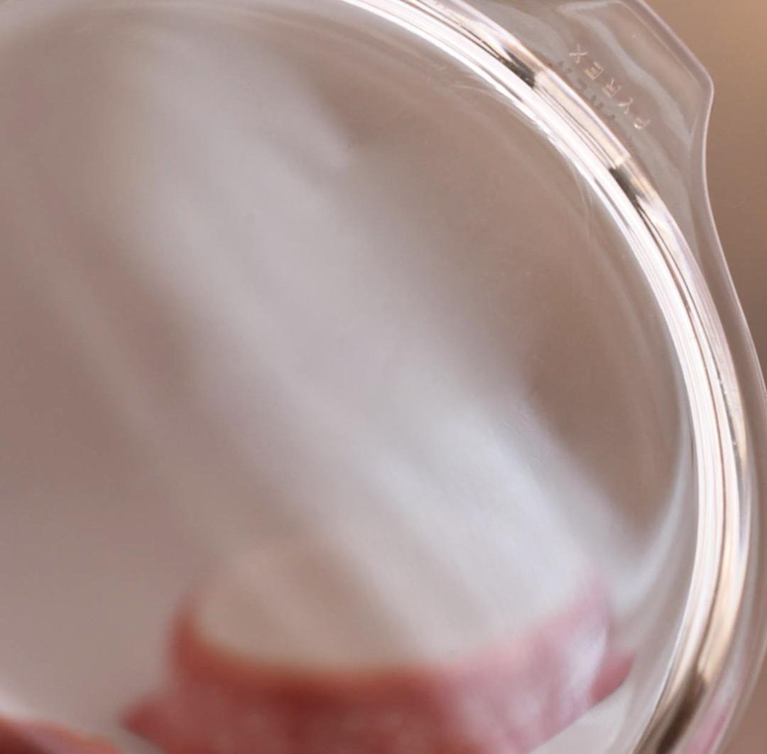 Old Pyrex ピンク グーズベリー キャセロール ガラス蓋付き