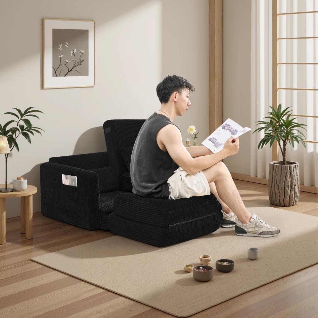 多機能ソファー ベッド 幅117cm 収納付き 小規模住宅対応 展開可能