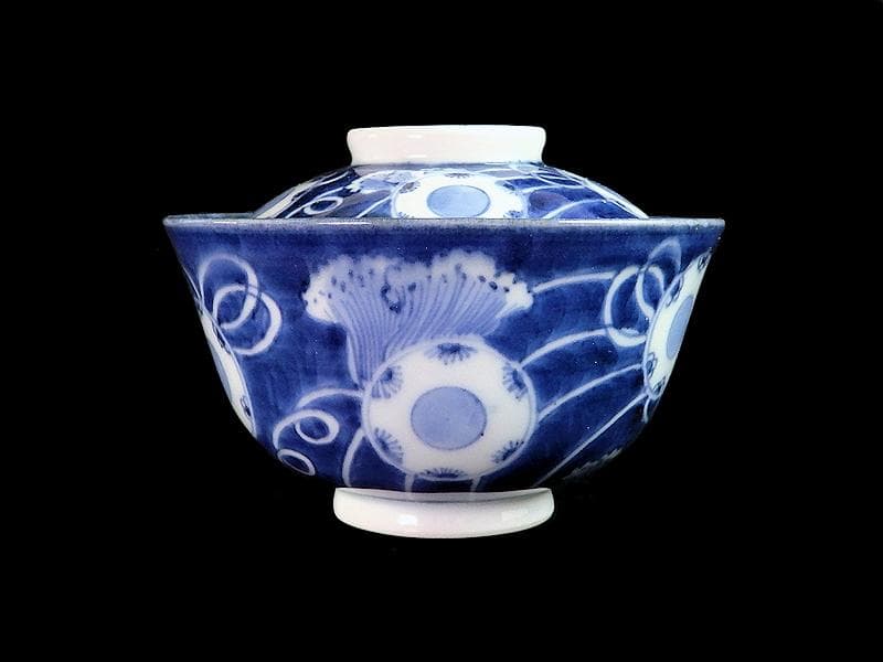 古伊万里 染付 鼓に調緒の図 蓋茶碗 江戸期 E213AS-CHl - メルカリ