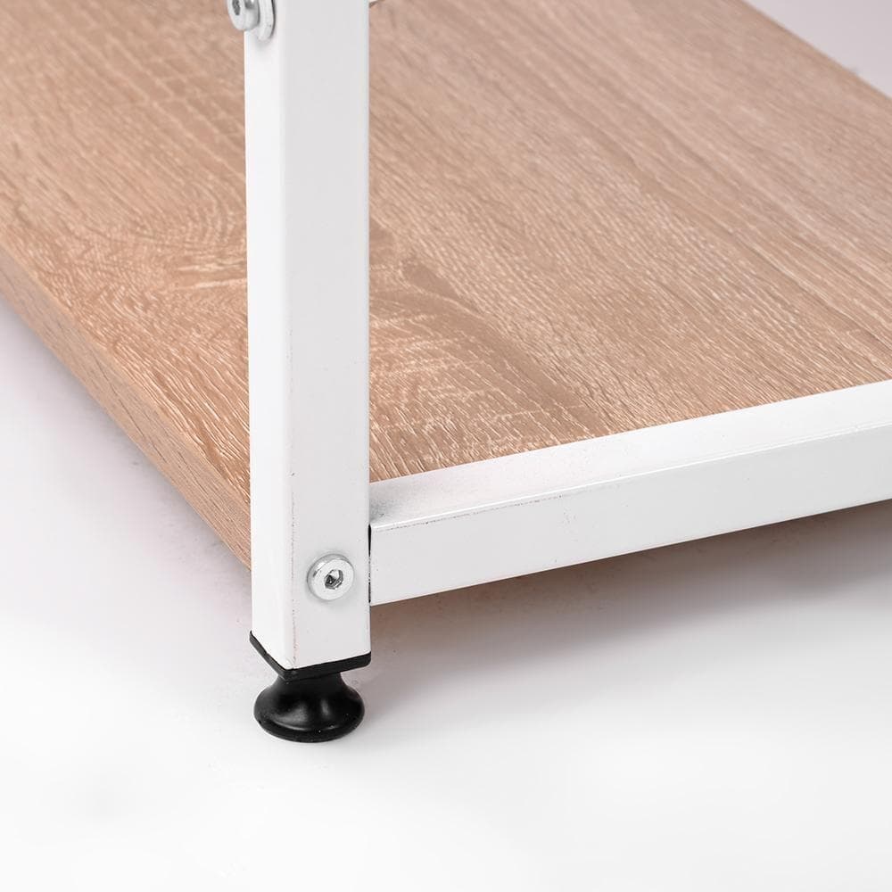 ナチュラル パソコンデスクL字120cm2段ラック付デスク木製ミシン台書斎机