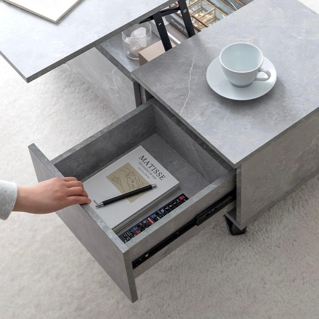 【幅90cm】Reveur 昇降式引き出し付き センターテーブル