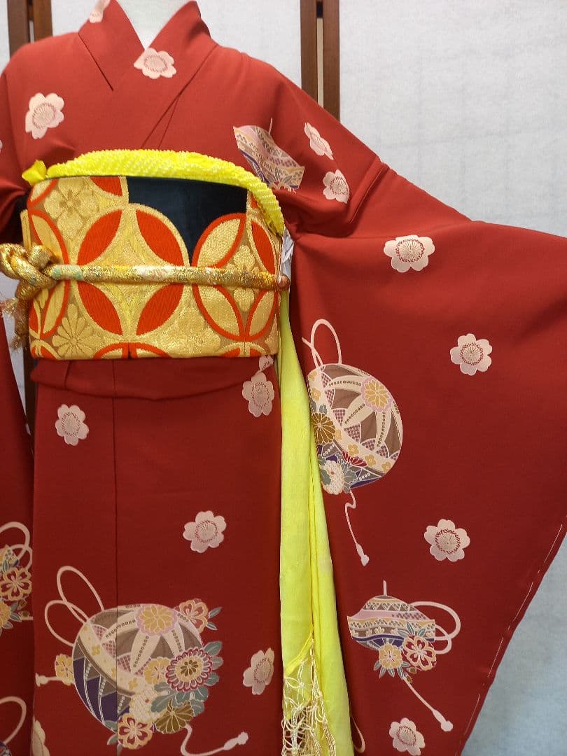 七才女児、正絹着物，長襦袢仕立て上り 　未使用品