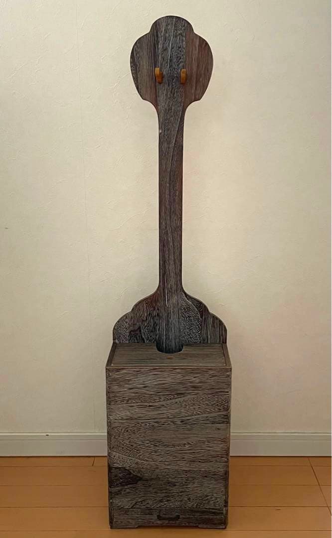 木製三味線スタンド ケース　ダークブラウン　三味線の立箱二丁立