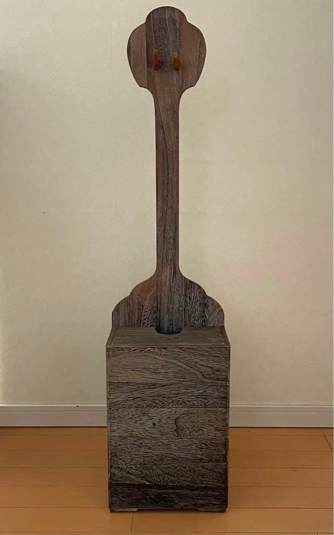 木製三味線スタンド ケース　ダークブラウン　三味線の立箱二丁立