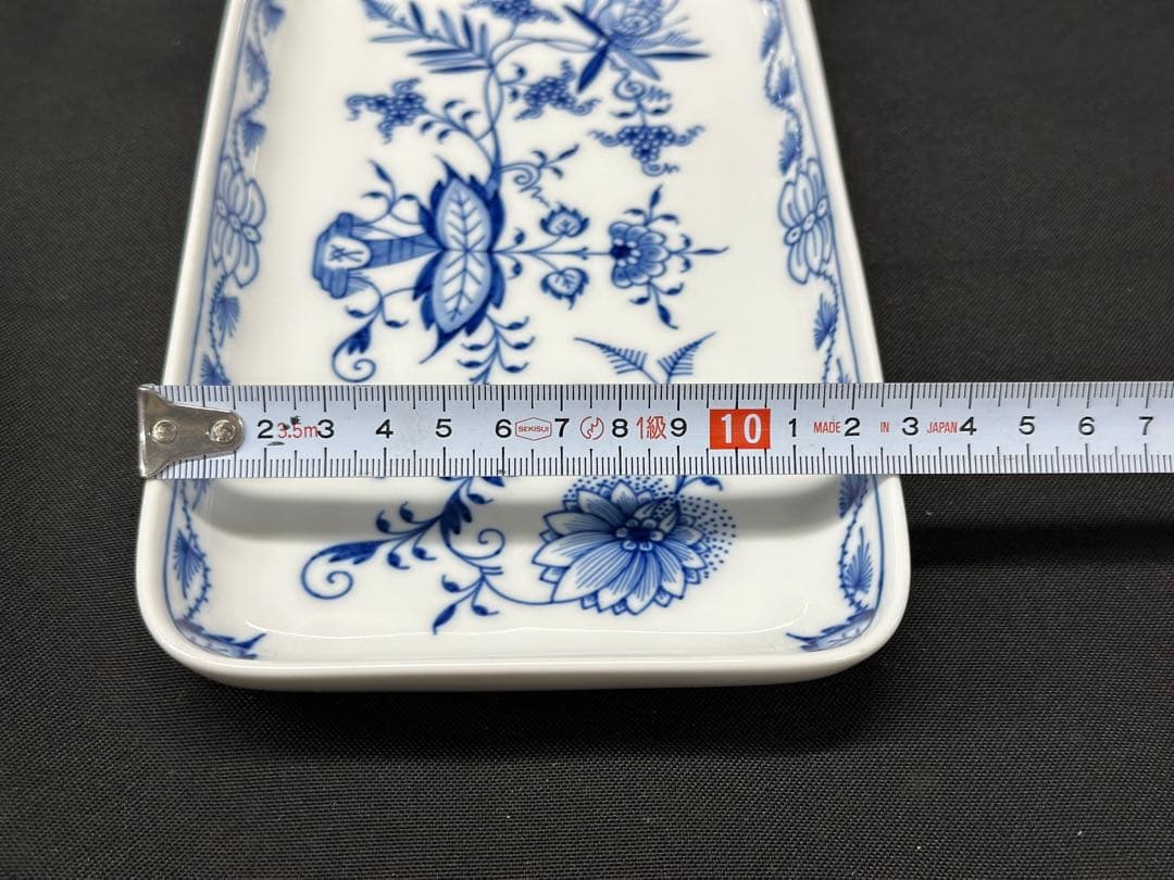 【美品】meissen マイセン　ブルーオニオン　プレート　角皿　23cm