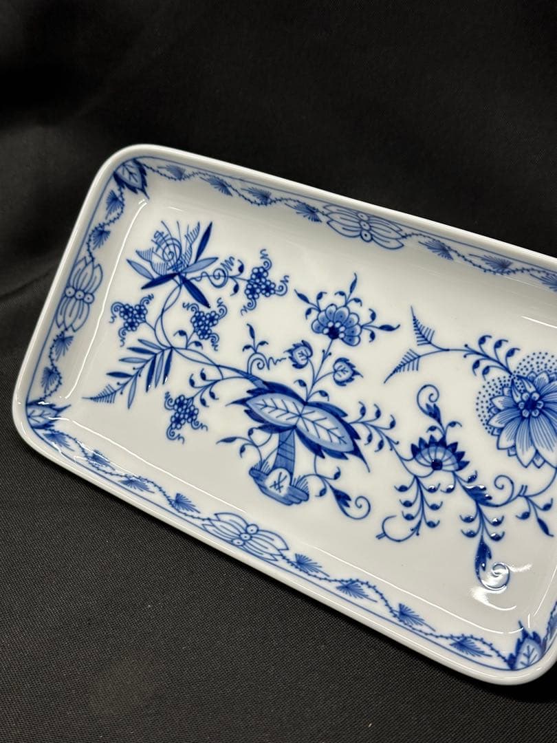 【美品】meissen マイセン　ブルーオニオン　プレート　角皿　23cm