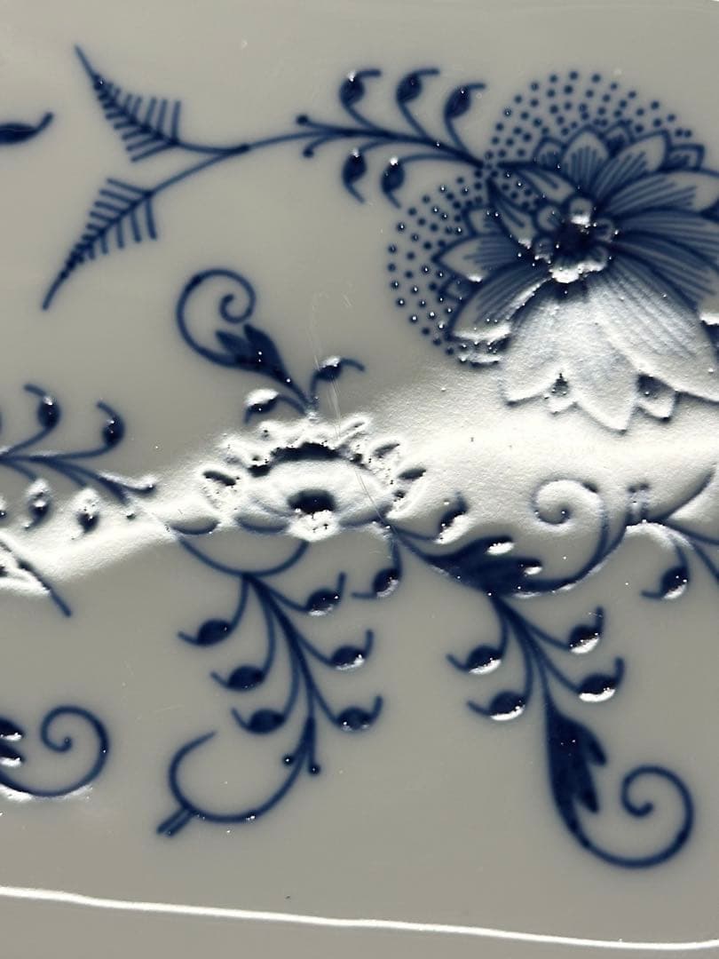 【美品】meissen マイセン　ブルーオニオン　プレート　角皿　23cm