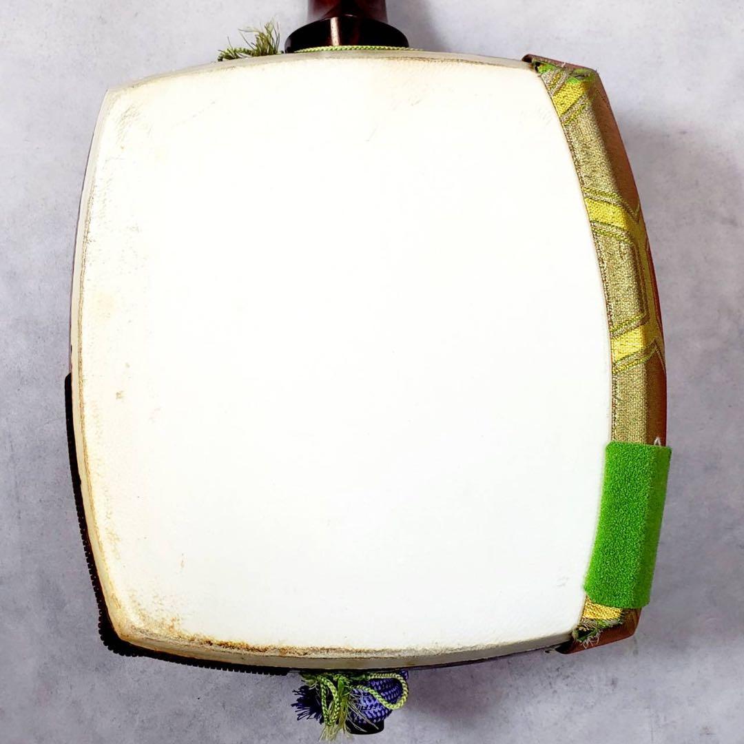 ジャンク 津軽三味線 東さわり 丸打胴 犬皮 中棹 紫檀 三つ折り ハードケース