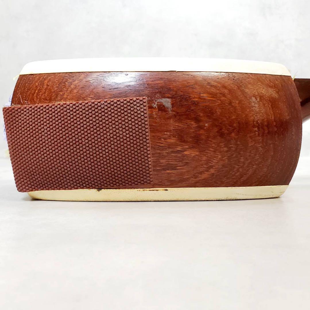 ジャンク 津軽三味線 東さわり 丸打胴 犬皮 中棹 紫檀 三つ折り ハードケース