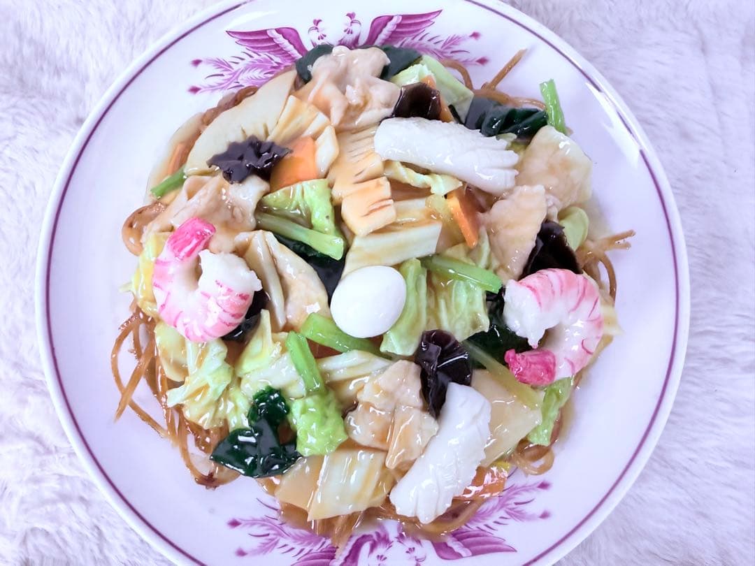 昭和レトロ 五目かた焼きそば 食品サンプル 直径約26cm 町中華