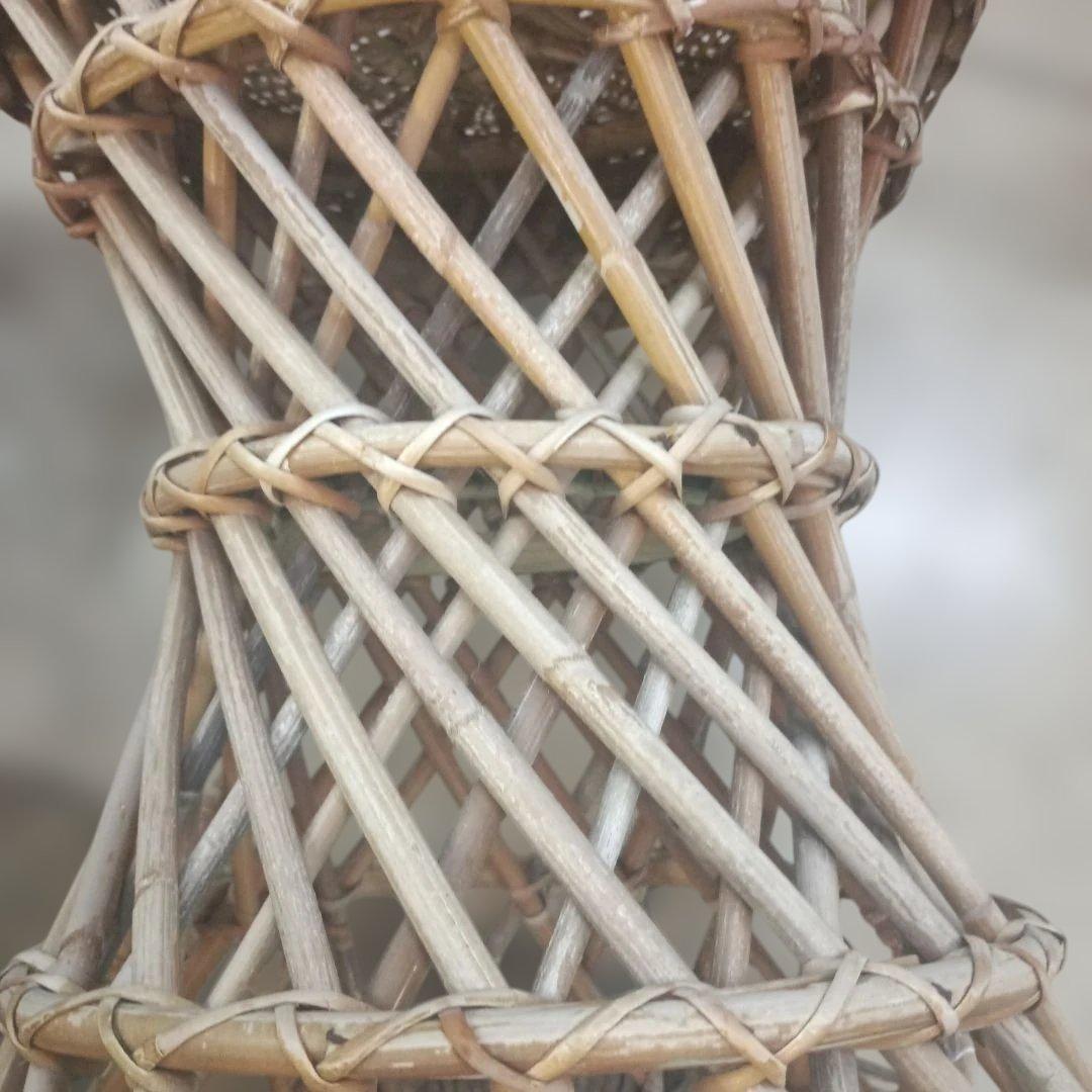 5140）ラタン　籐のスツール　丸椅子　チェア　２脚／昭和レトロ