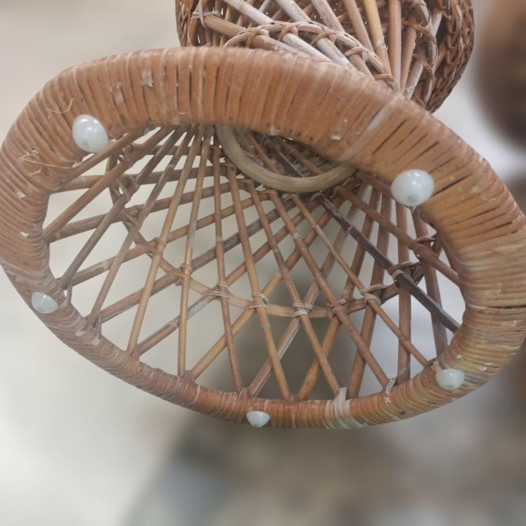 5140）ラタン　籐のスツール　丸椅子　チェア　２脚／昭和レトロ