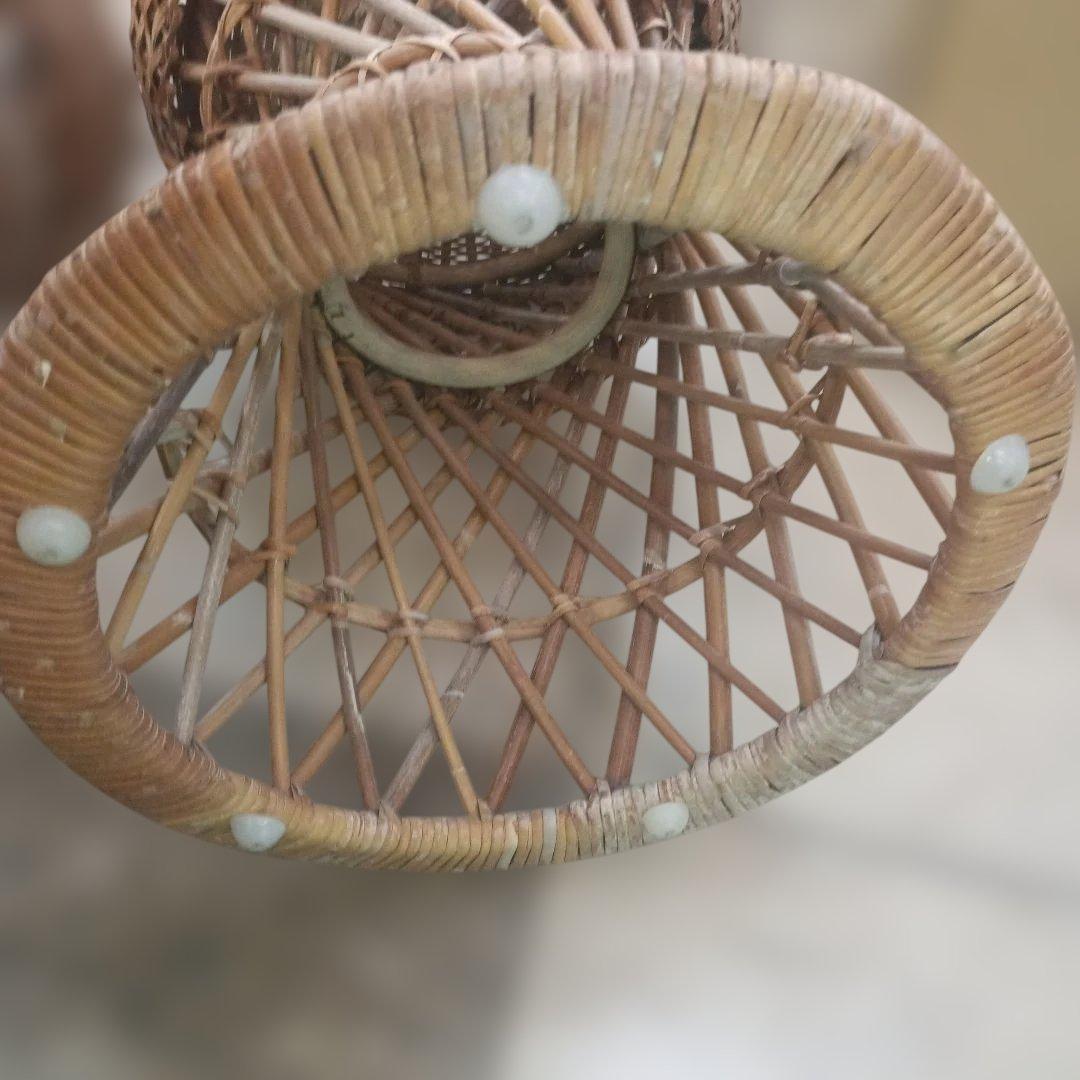 5140）ラタン　籐のスツール　丸椅子　チェア　２脚／昭和レトロ