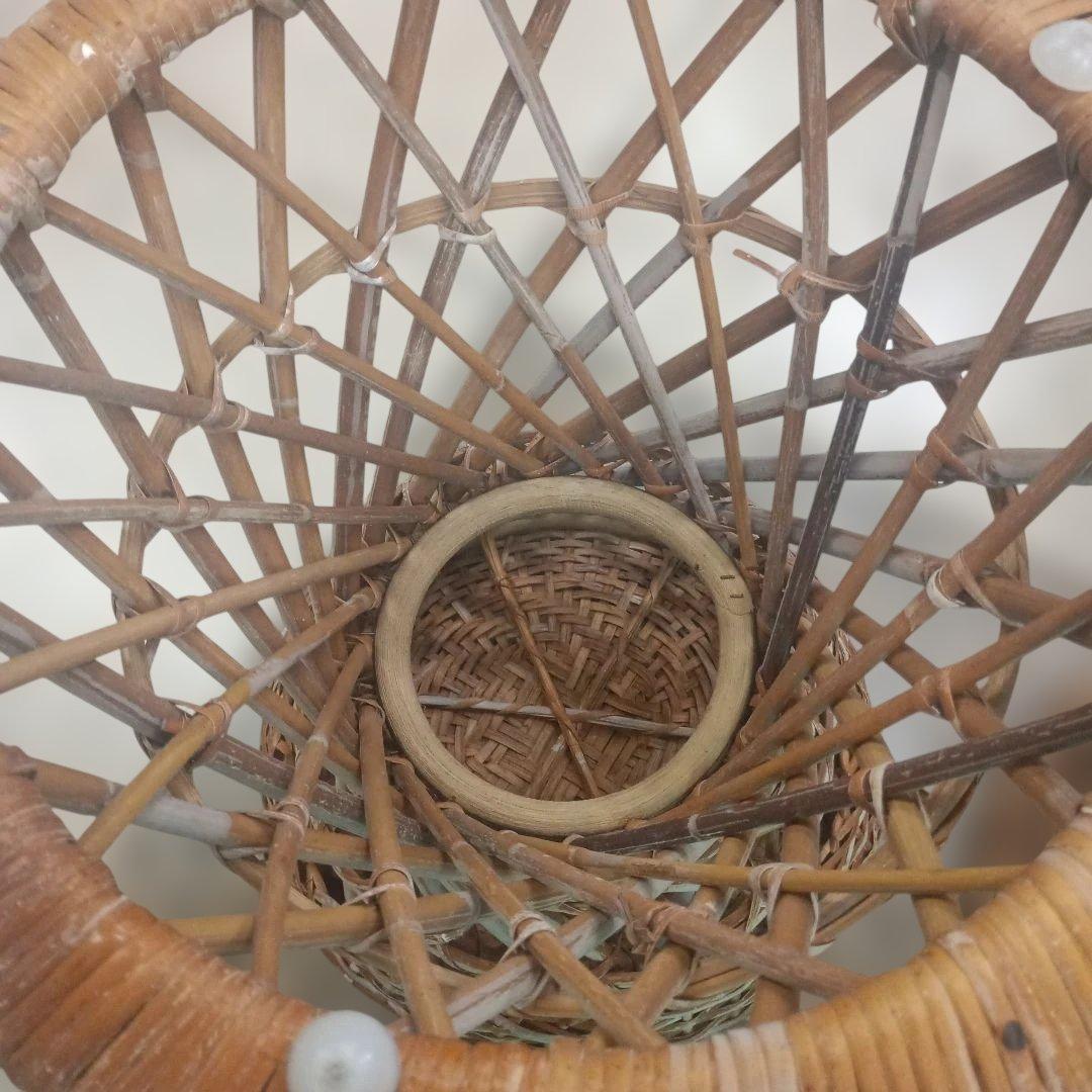 5140）ラタン　籐のスツール　丸椅子　チェア　２脚／昭和レトロ