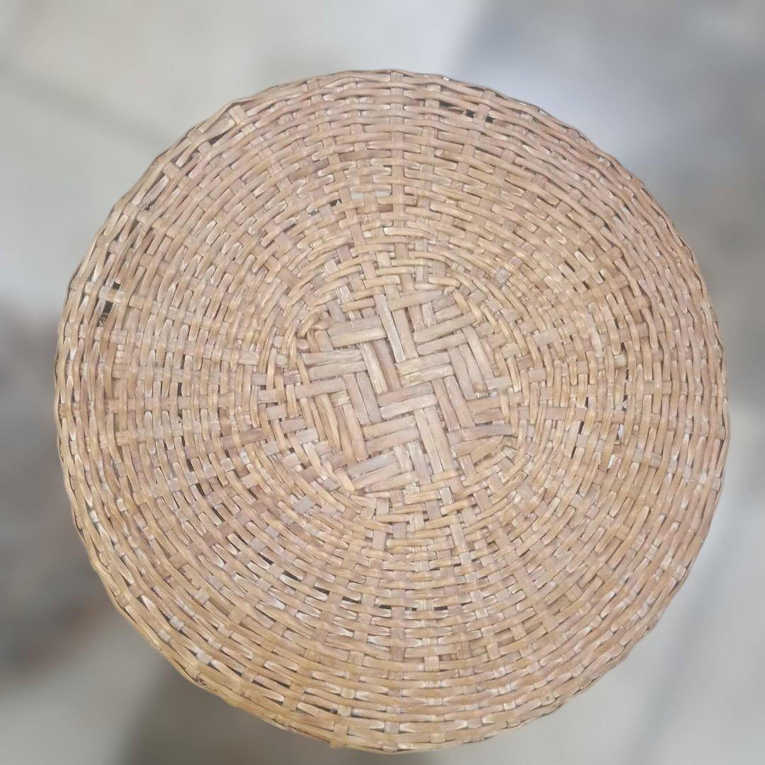 5140）ラタン　籐のスツール　丸椅子　チェア　２脚／昭和レトロ