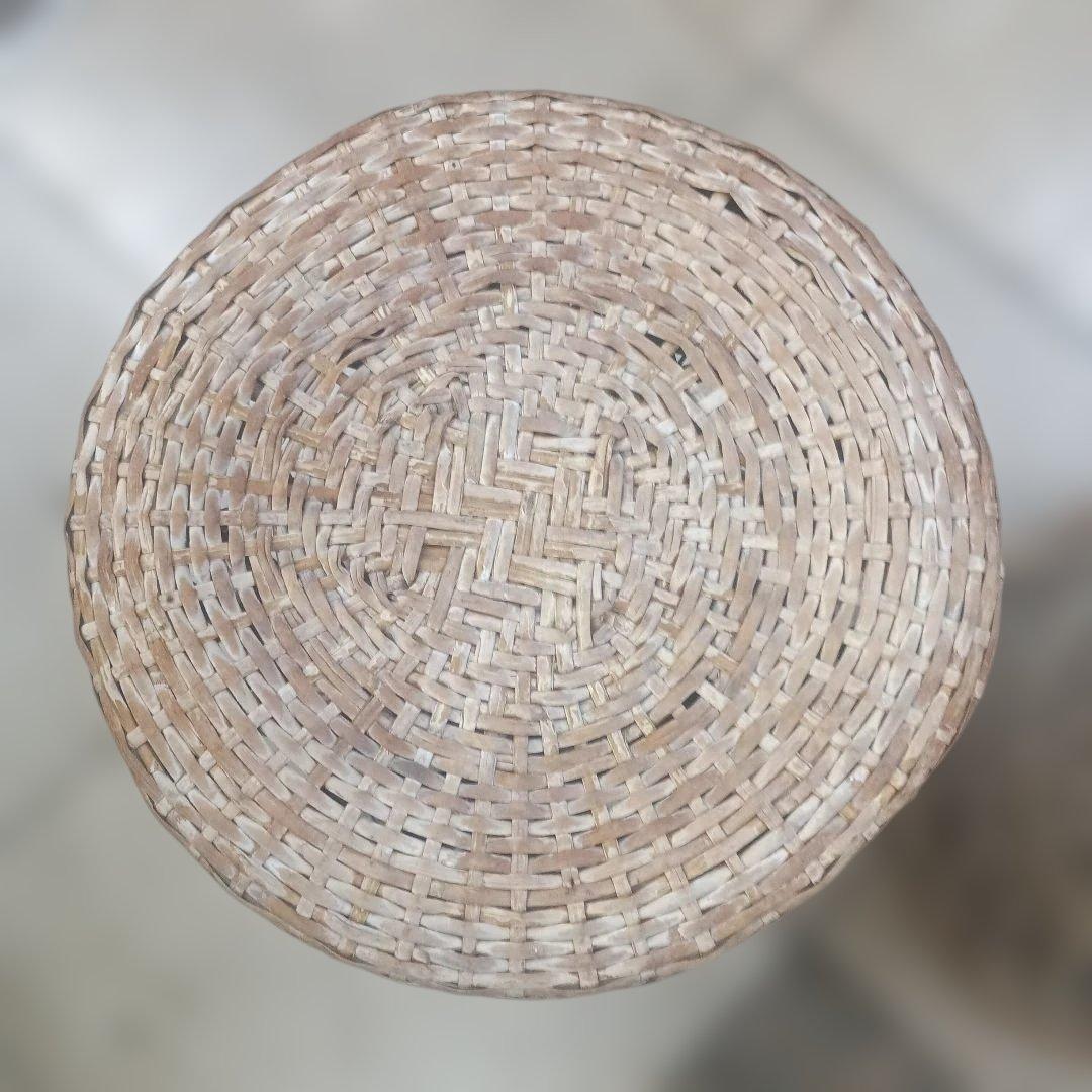 5140）ラタン　籐のスツール　丸椅子　チェア　２脚／昭和レトロ