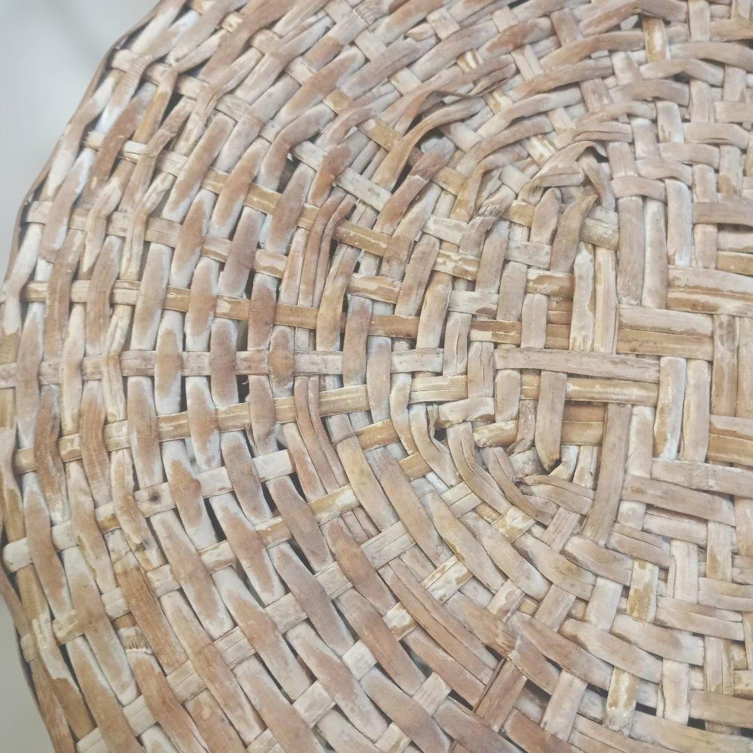 5140）ラタン　籐のスツール　丸椅子　チェア　２脚／昭和レトロ