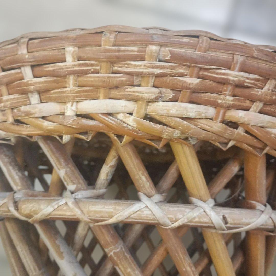 5140）ラタン　籐のスツール　丸椅子　チェア　２脚／昭和レトロ