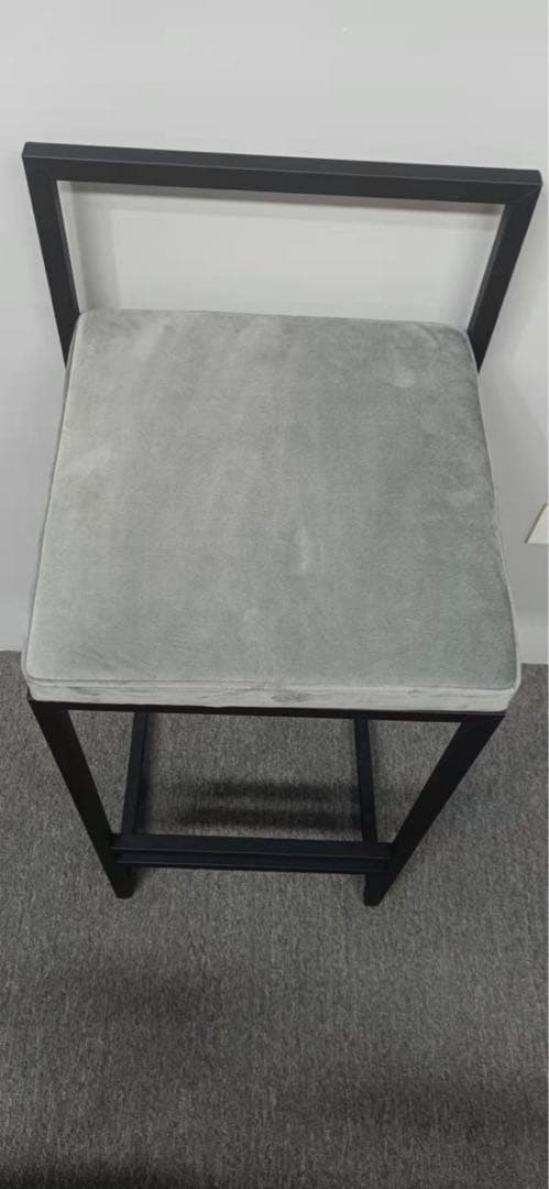 【2脚セット】座高75cm アイアン カウンターチェア ブラック 座面グレー