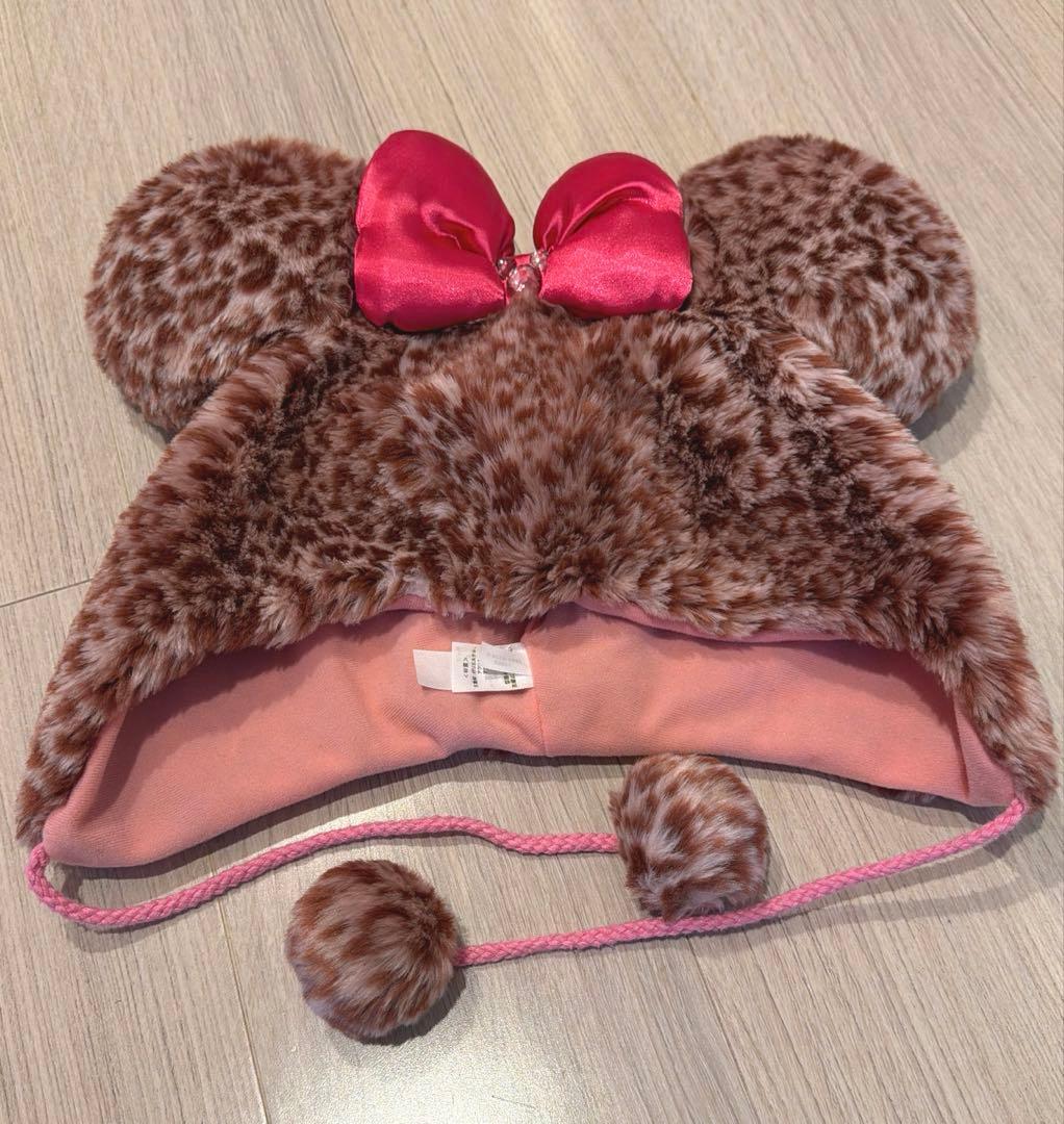 ディズニー ヒョウ柄 ピンク ファンキャップ ミニー 帽子 りぼん