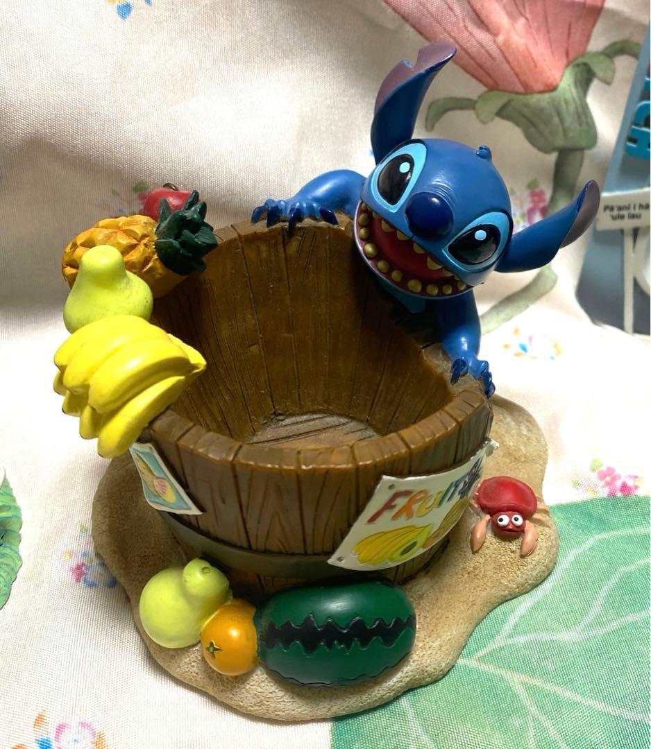 スティッチ アヒル 置物 小物入れ ケース フィギュア ディズニーストア 果物