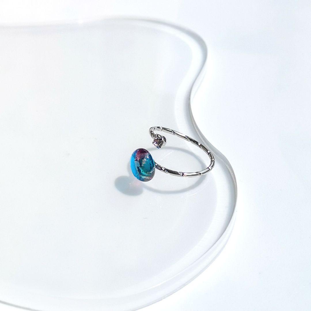 取引中　モザイク柄なガラスのフォークリング*《シルバー》