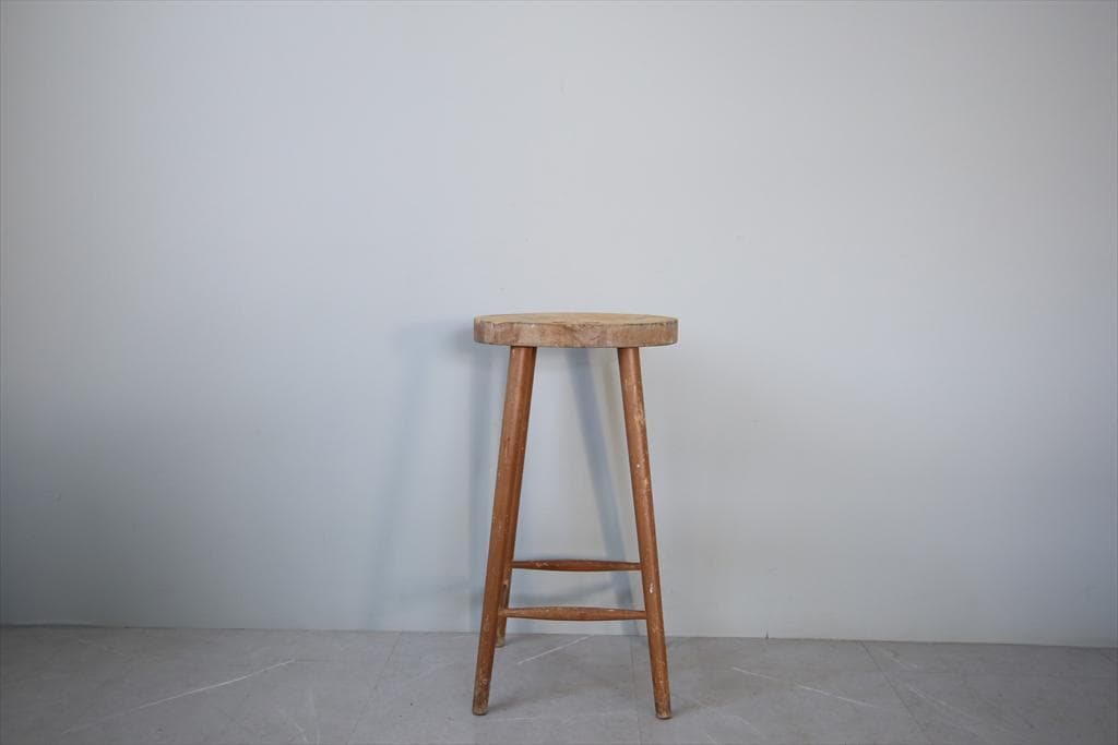 英国アンティーク木製スツール/丸椅子イス/踏み台/腰掛け/飾り棚(92-220)