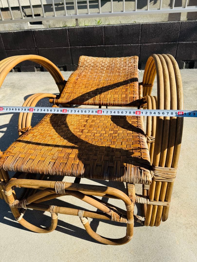 福岡発　ラタン 籐製 リクライニング チェア イス 椅子 ソファー 折り畳み