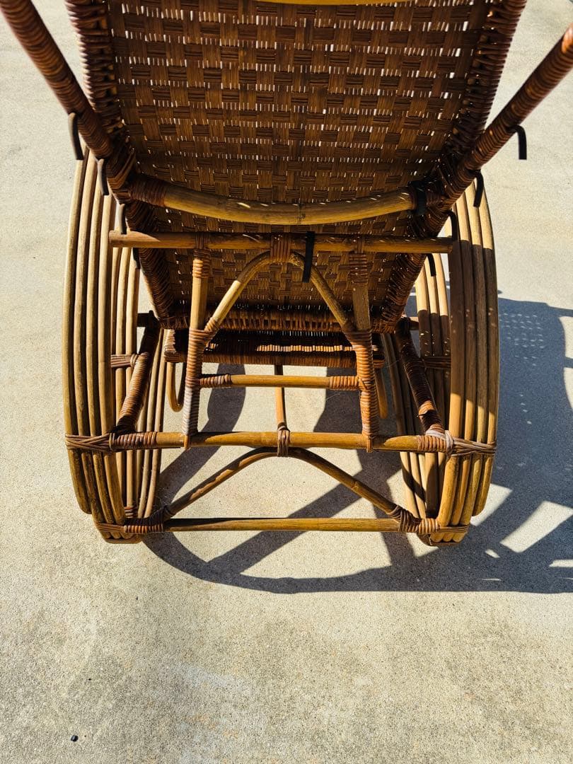 福岡発　ラタン 籐製 リクライニング チェア イス 椅子 ソファー 折り畳み