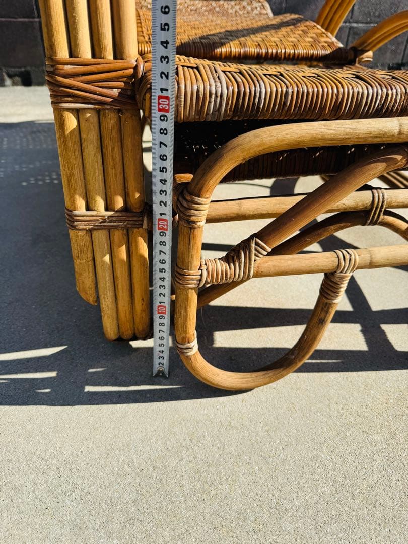福岡発　ラタン 籐製 リクライニング チェア イス 椅子 ソファー 折り畳み